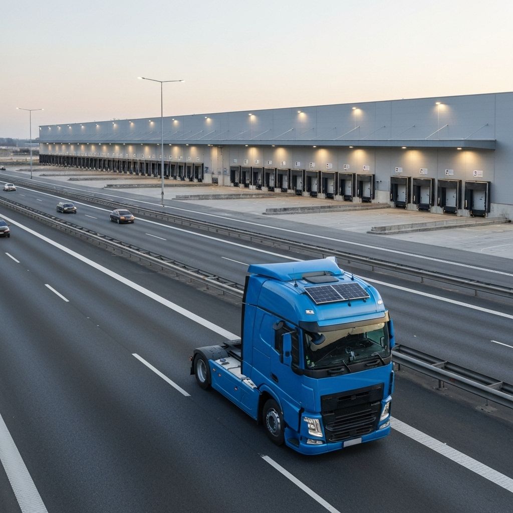 Caminhão moderno em rodovia